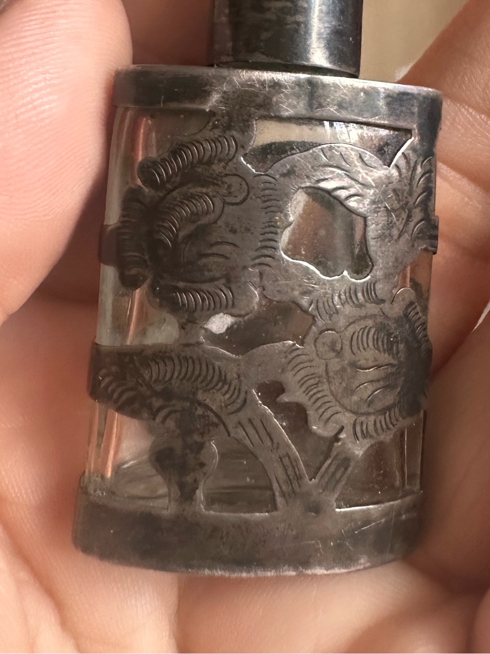 Sterling Silver Overlay Mini Perfume Bottle